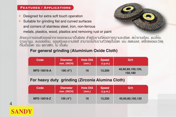 Flexible Flap Disk จานผ้าทรายซ้อนหลังอ่อน